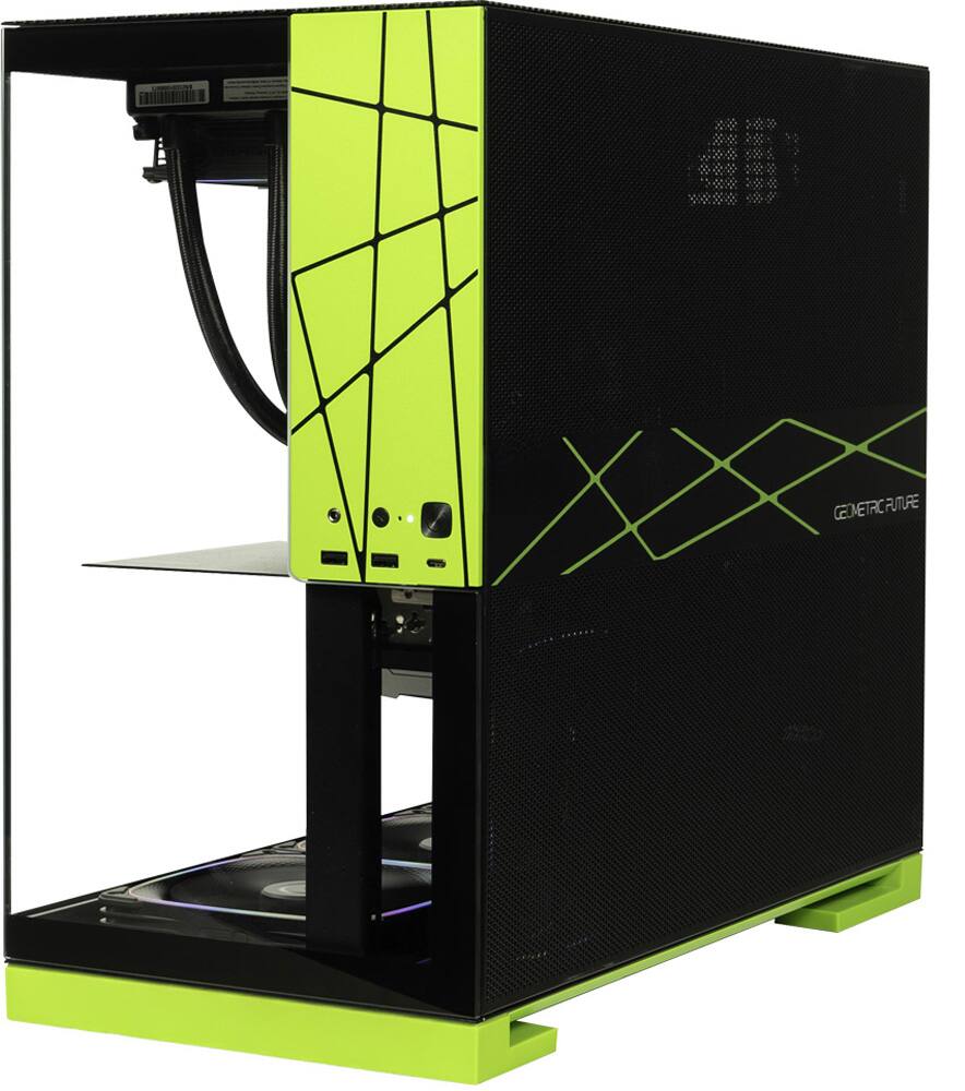 Back. Skytech Gaming - Skytech VIPER - AMD Ryzen 7 7700, 9070XT, 16GB 6000 MHz DDR5 RAM, 850W GOLD PSU - Green.