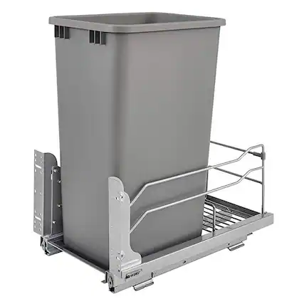 Front. Rev-A-Shelf - Rev-A-Shelf Pullout Kitchen Trash Can 50 qt. with Soft-close, 53WC-1550SCDM-117 - Silver.