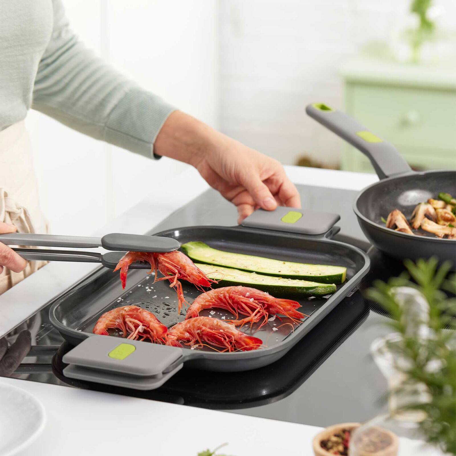 Alt View 7. BRA Cookware - Ceramic Nonstick Griddle with Removable Handles, 12.6 x 9.4-Inch - Black.