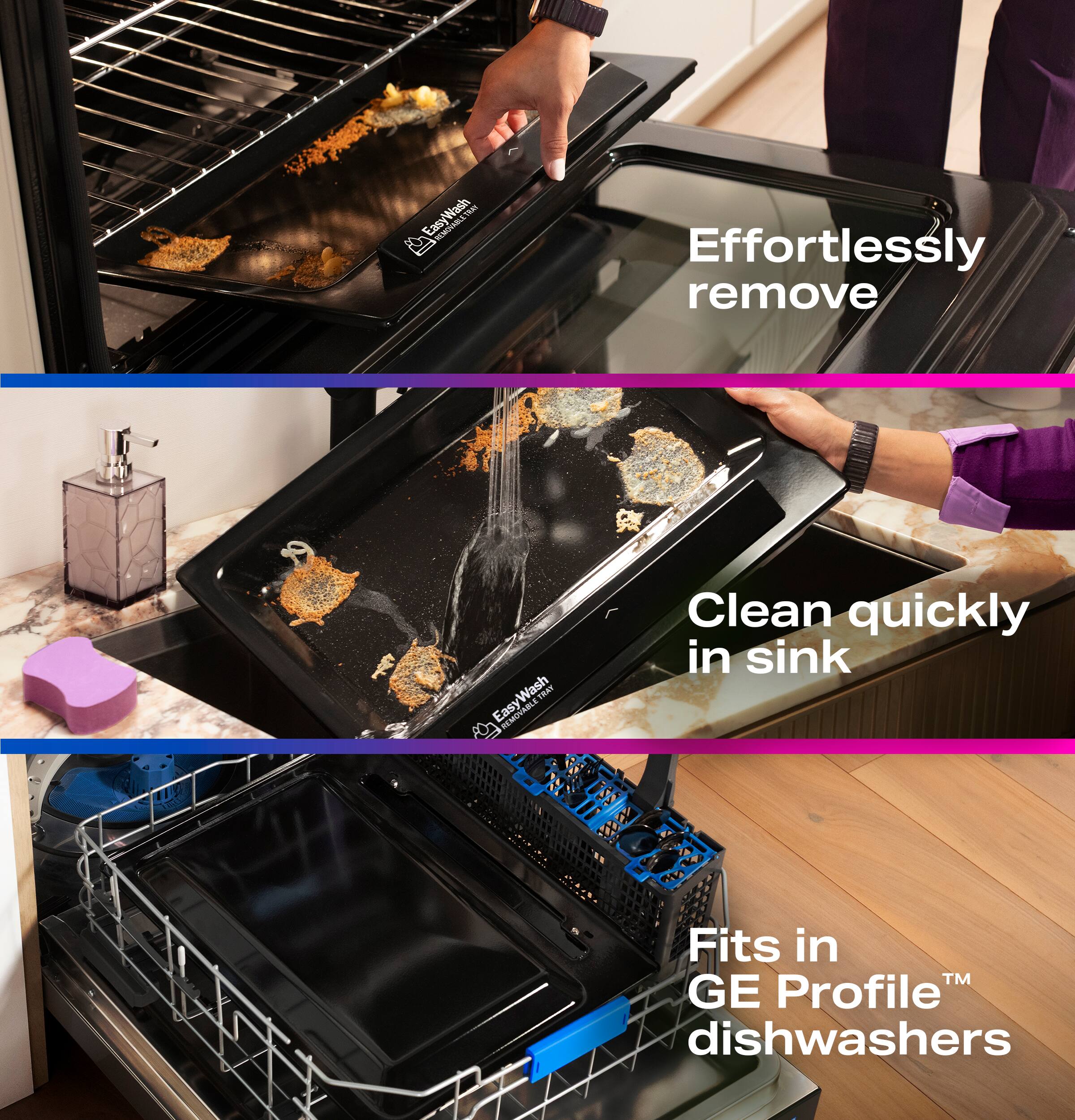 EasyWash ME Effortlessly remove EasyWash INT Easy SBLE REMSN Clean quickly in sink Fits in TM GE Profile dishwashers