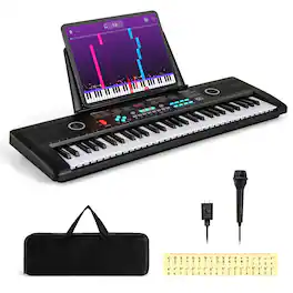 SKONYON - 61 Key Electric Portable Digital Keyboard Piano for Beginner - Black