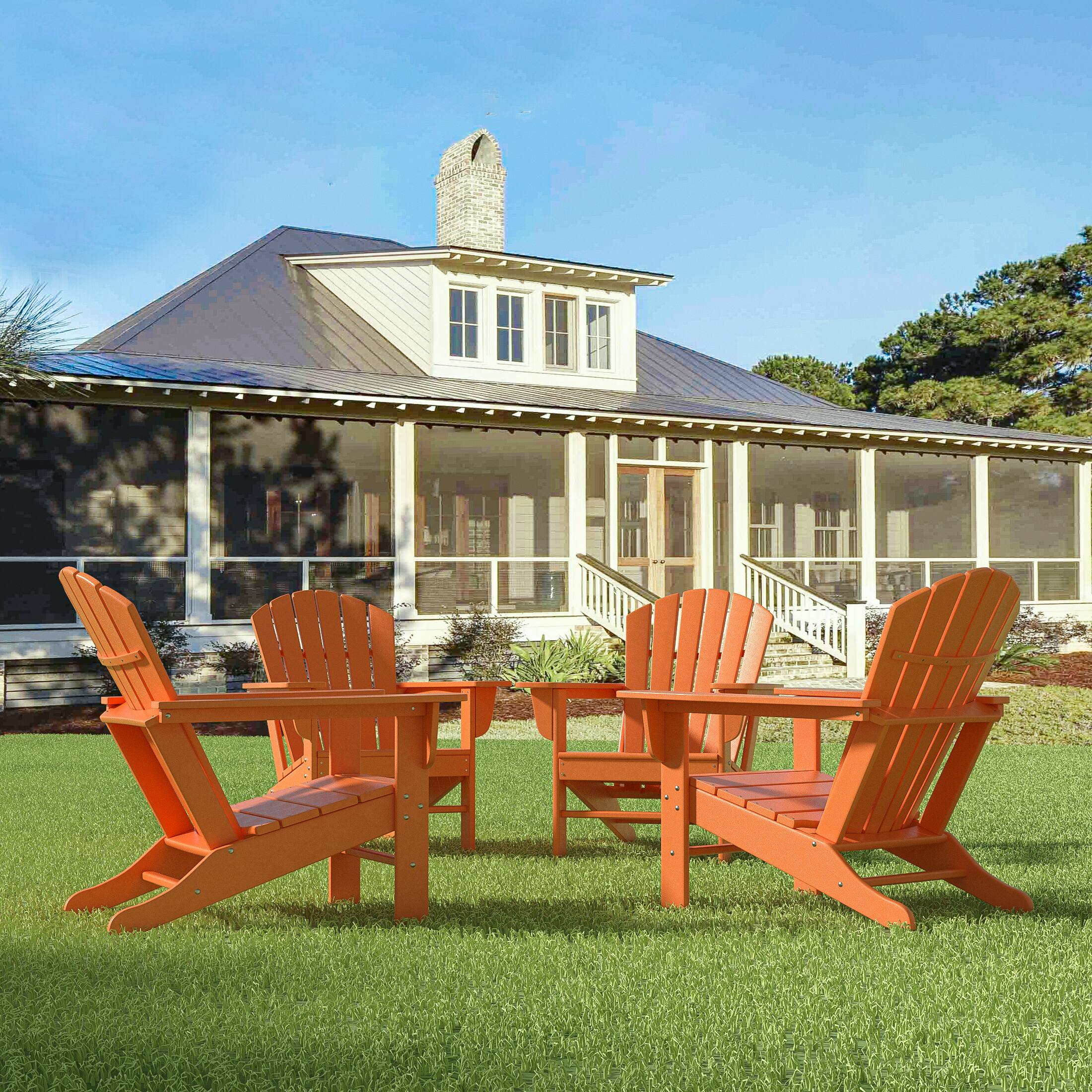Angle. WestinTrends - WestinTrends Dylan Outdoor Adirondack Chair (Set of 4) - Orange.