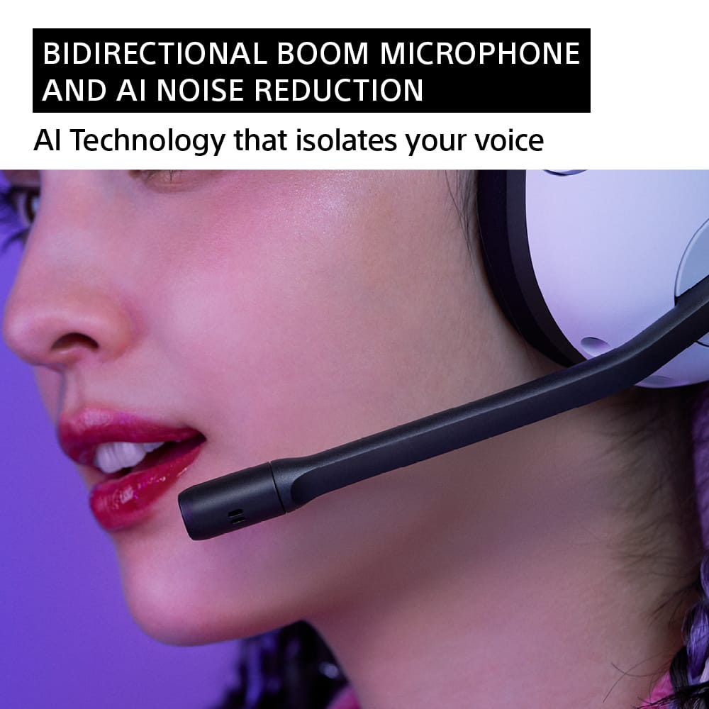 Bidirectional Boom Microphone and AI Noise Reduction: AI Technology that isolates your voice.