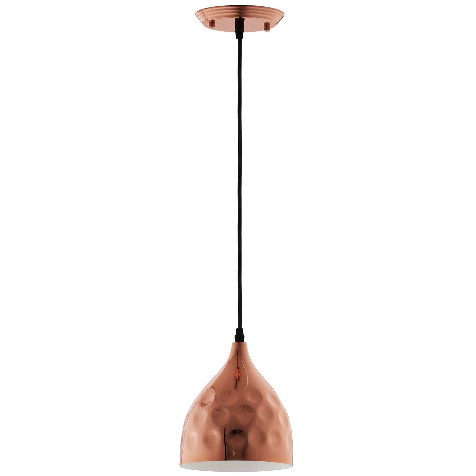 Angle. Modway - Dimple 6.5" Bell-Shaped Rose Gold Pendant Light by Modway - Rose Gold.