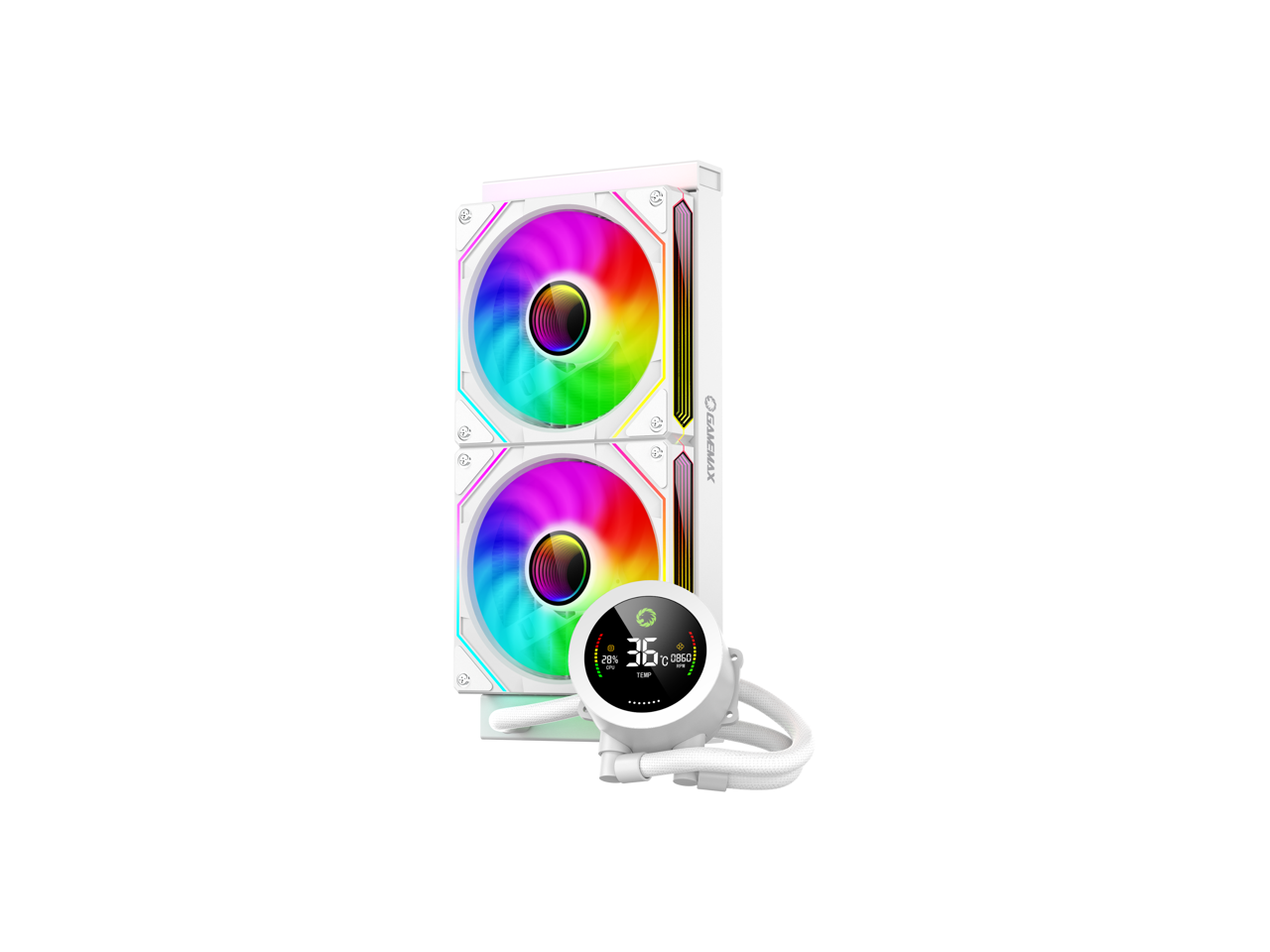 GAMEMAX - IceBerg 240 WH, 240mm ARGB AIO Water Cooler, 245W TDP, Supports Intel LGA 1851/1700, AMD AM5/AM4 - White