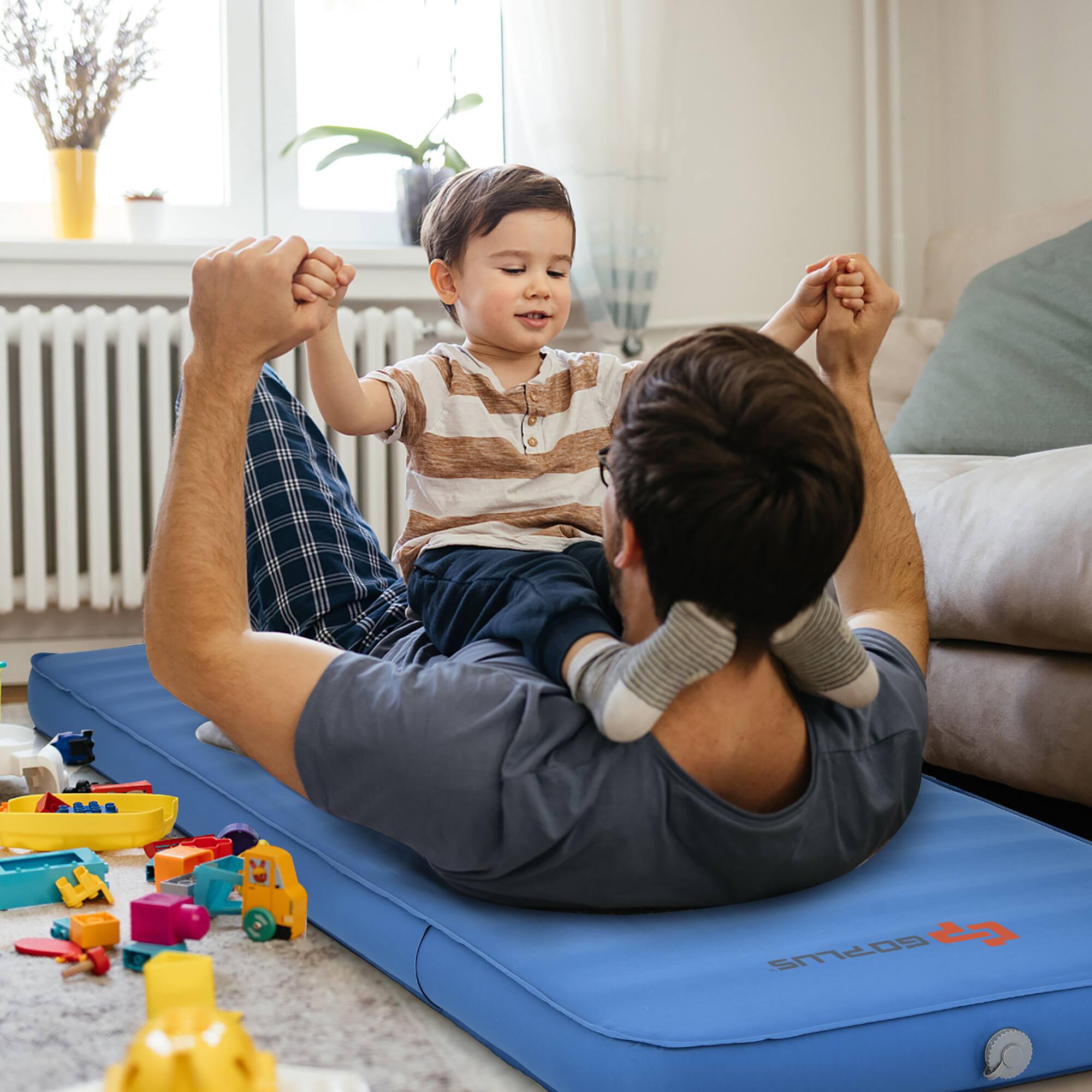 Alt View 9. Costway - Costway Folding Sleeping Pad, Self Inflating Camping Mattress with Carrying Bag Blue - Blue.