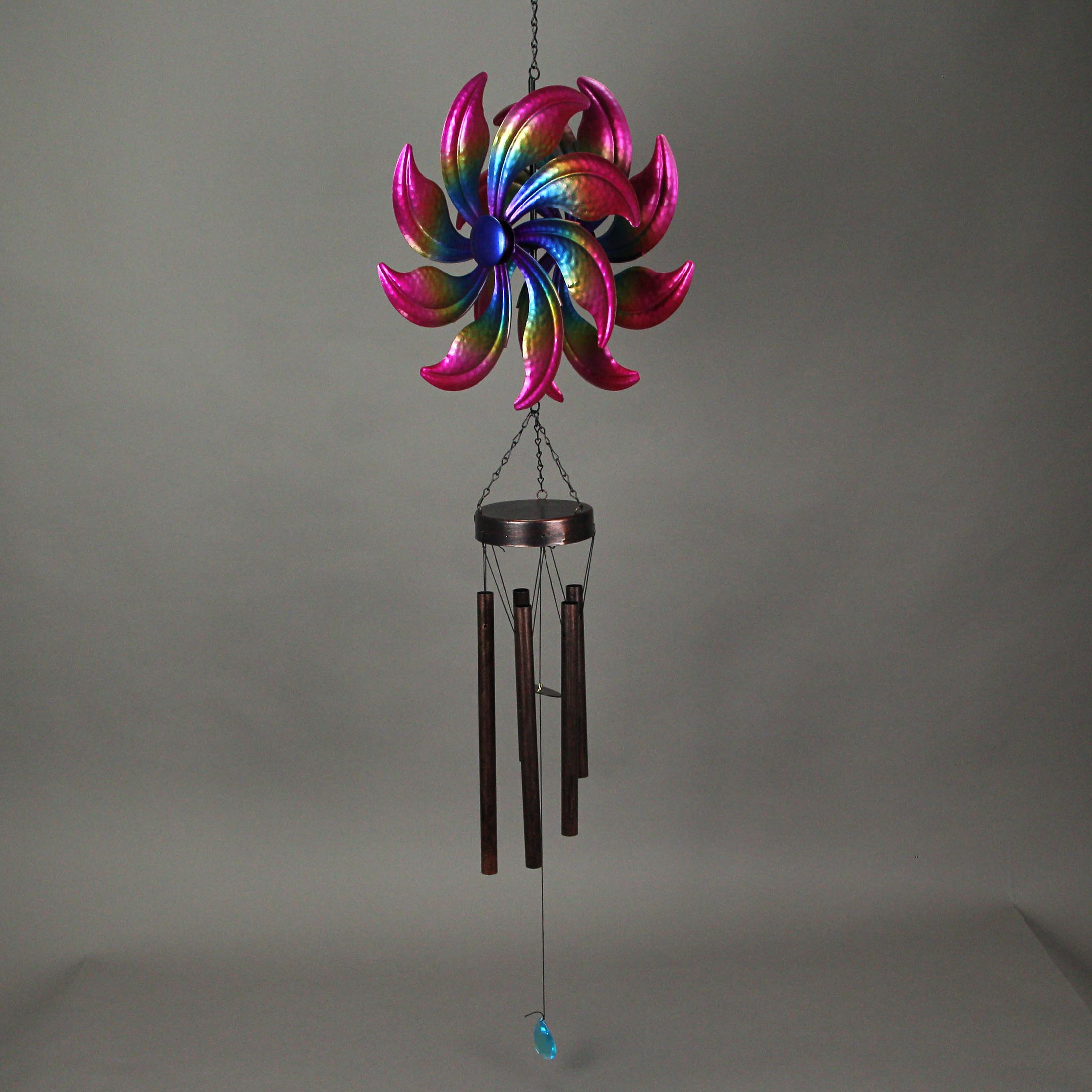 Alt View 1. Things2Die4 - Metal Purple Rainbow Wind Spinner Hanging Chimes Outdoor Decor Garden 47 Inches - Multicolored.