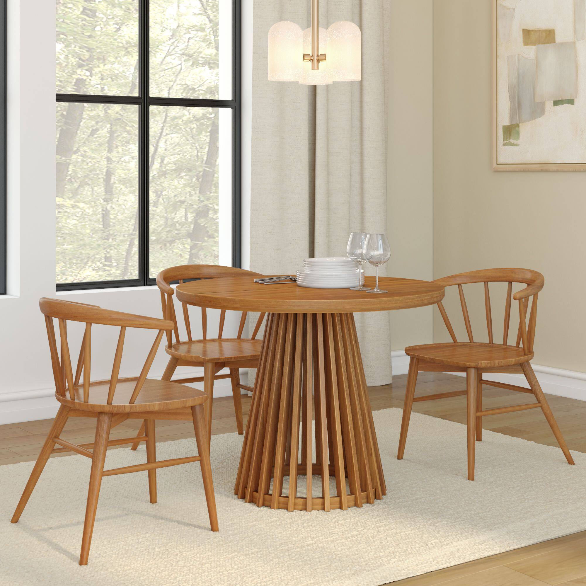 Alt View 5. Plank+Beam - Lido Round Dining Table (38in / 966mm)|| Pecan - Pecan.