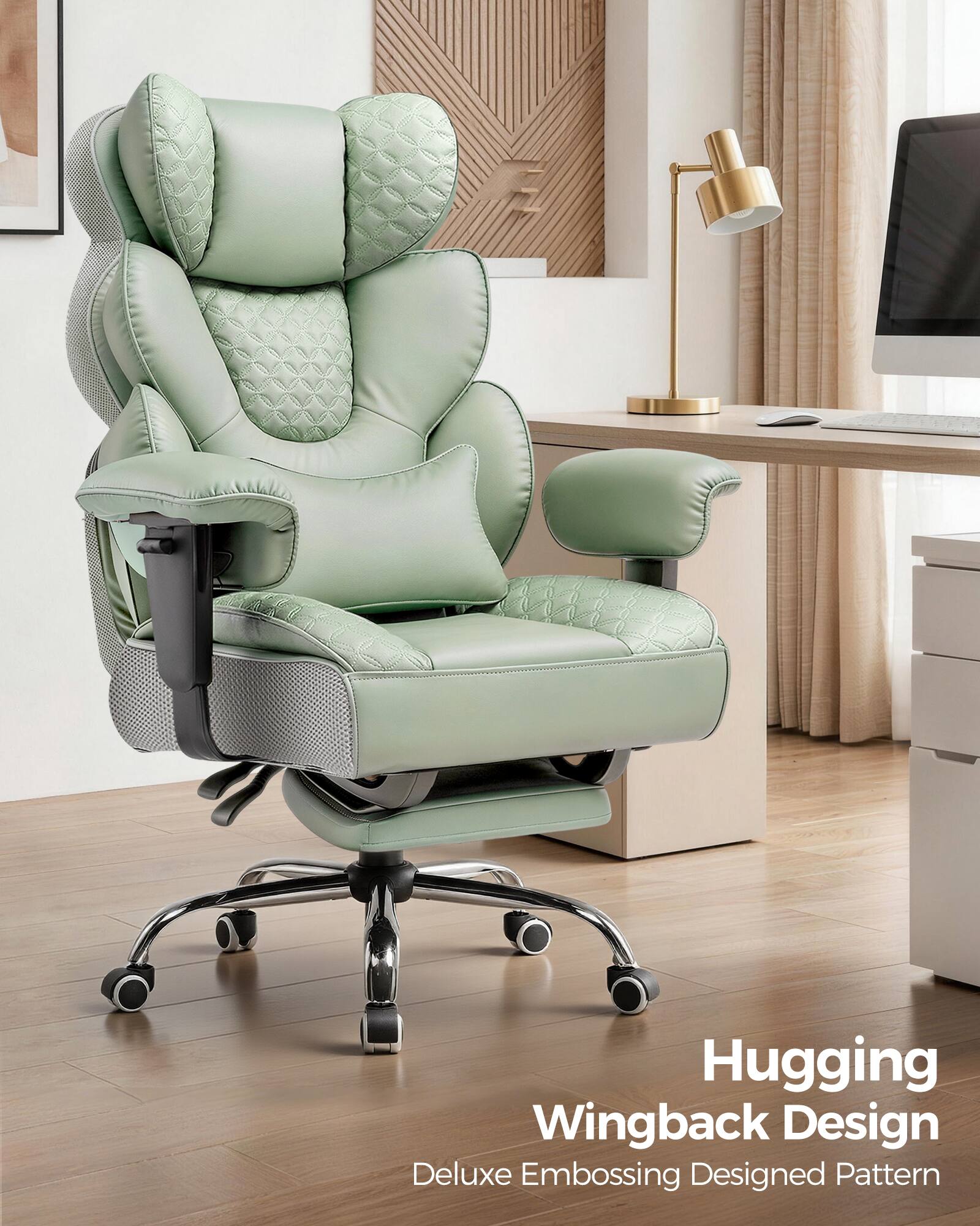 Hugging Wingback Design  
Deluxe Embossing Designed Pattern