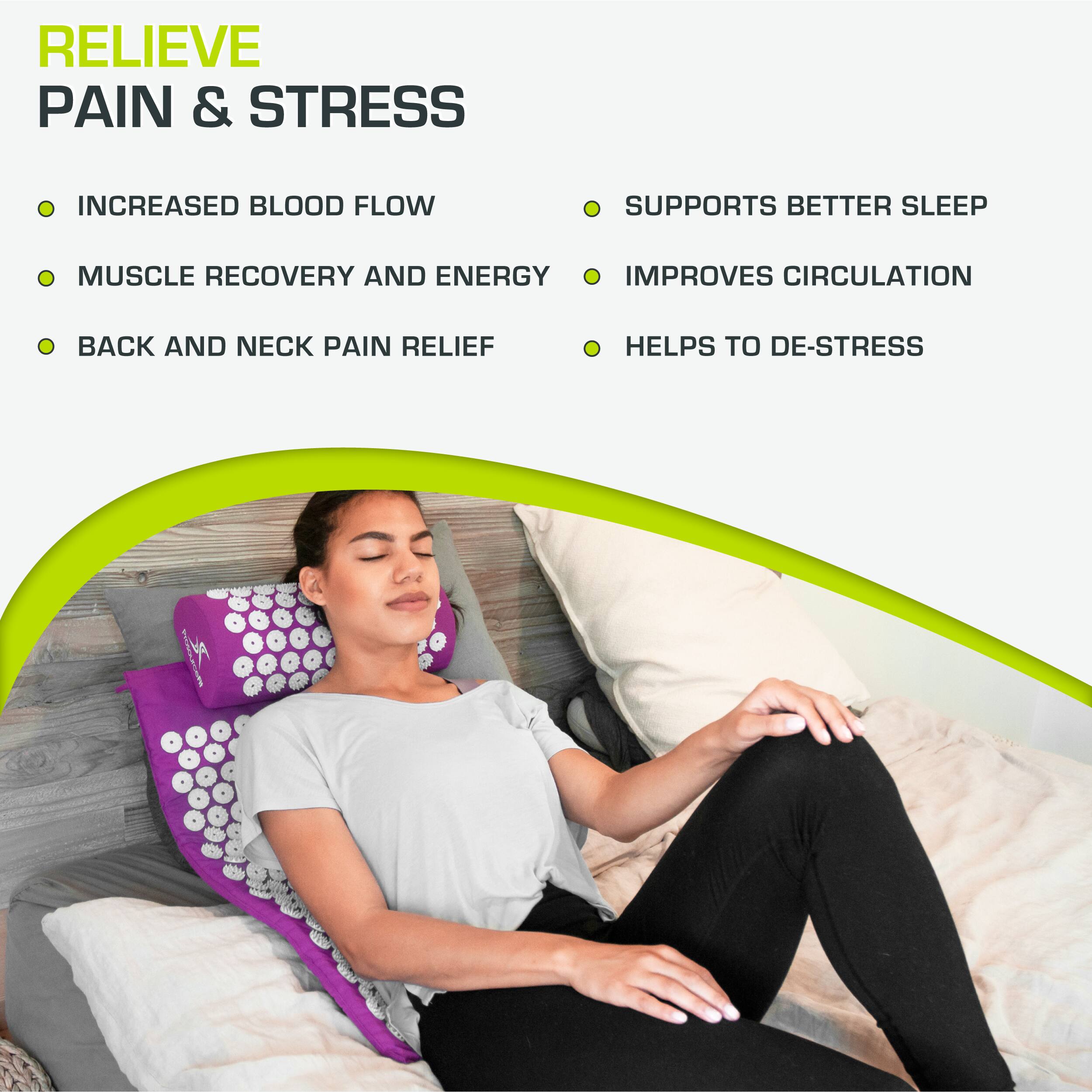 RELIEVE PAIN & STRESS

- INCREASED BLOOD FLOW
- MUSCLE RECOVERY AND ENERGY
- BACK AND NECK PAIN RELIEF

- SUPPORTS BETTER SLEEP
- IMPROVES CIRCULATION
- HELPS TO DE-STRESS