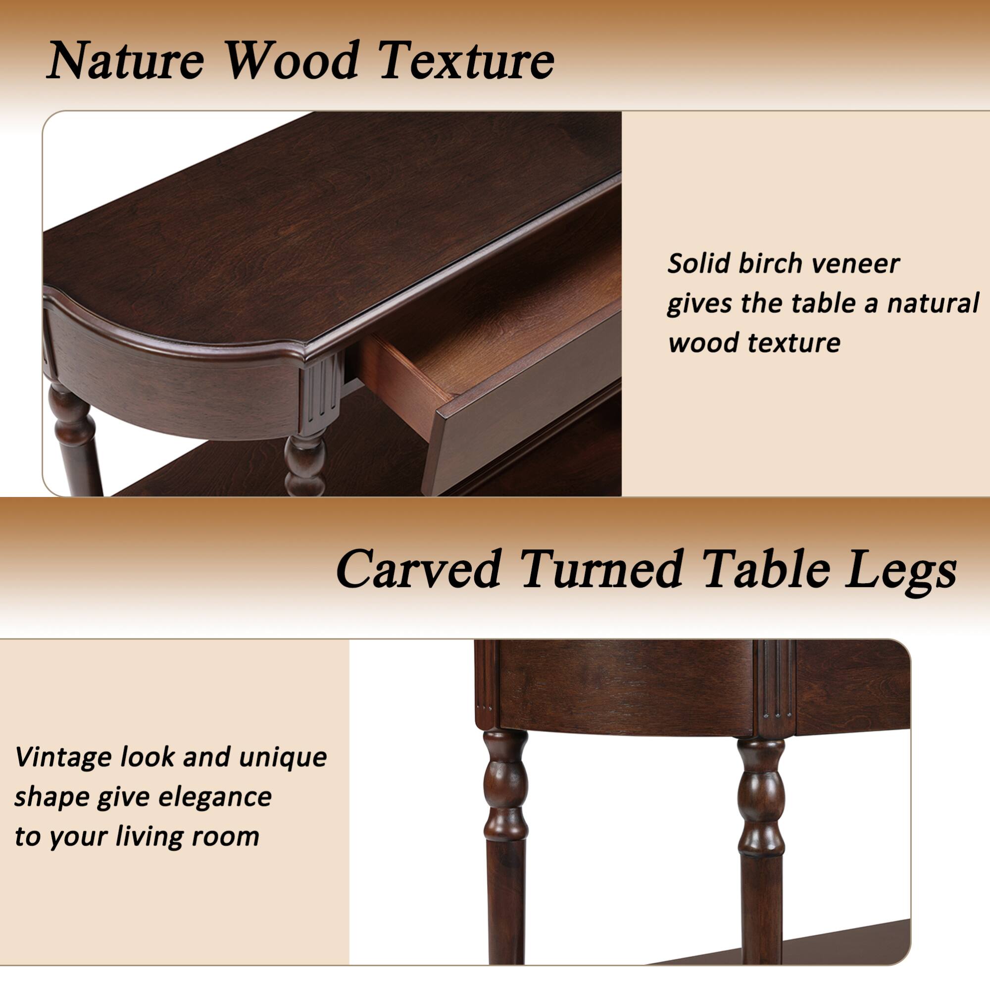 Nature Wood Texture

Solid birch veneer gives the table a natural wood texture

Carved Turned Table Legs

Vintage look and unique shape give elegance to your living room