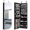 Front. Costway - Mirrored Jewelry Cabinet Jewelry Organizer w/2 LED Lights Black - Black.