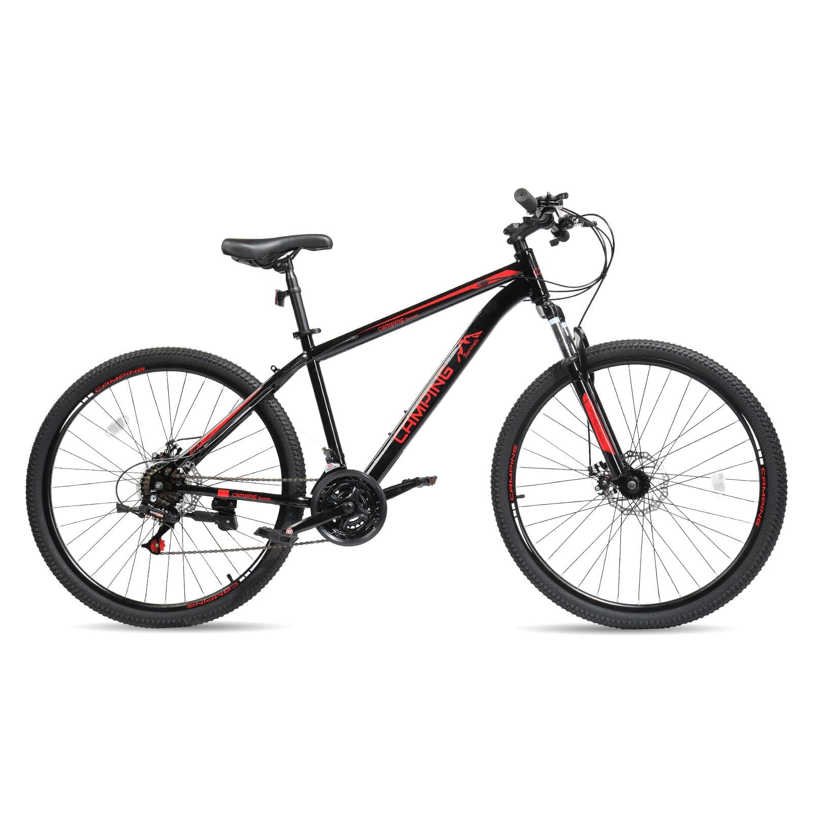 Winado - 27.5" Mountain Bike 21 Speeds MTB High Carbon Steel Disc Brake Bicycle Men High Carbon Steel Frame Suspension Fork - Black