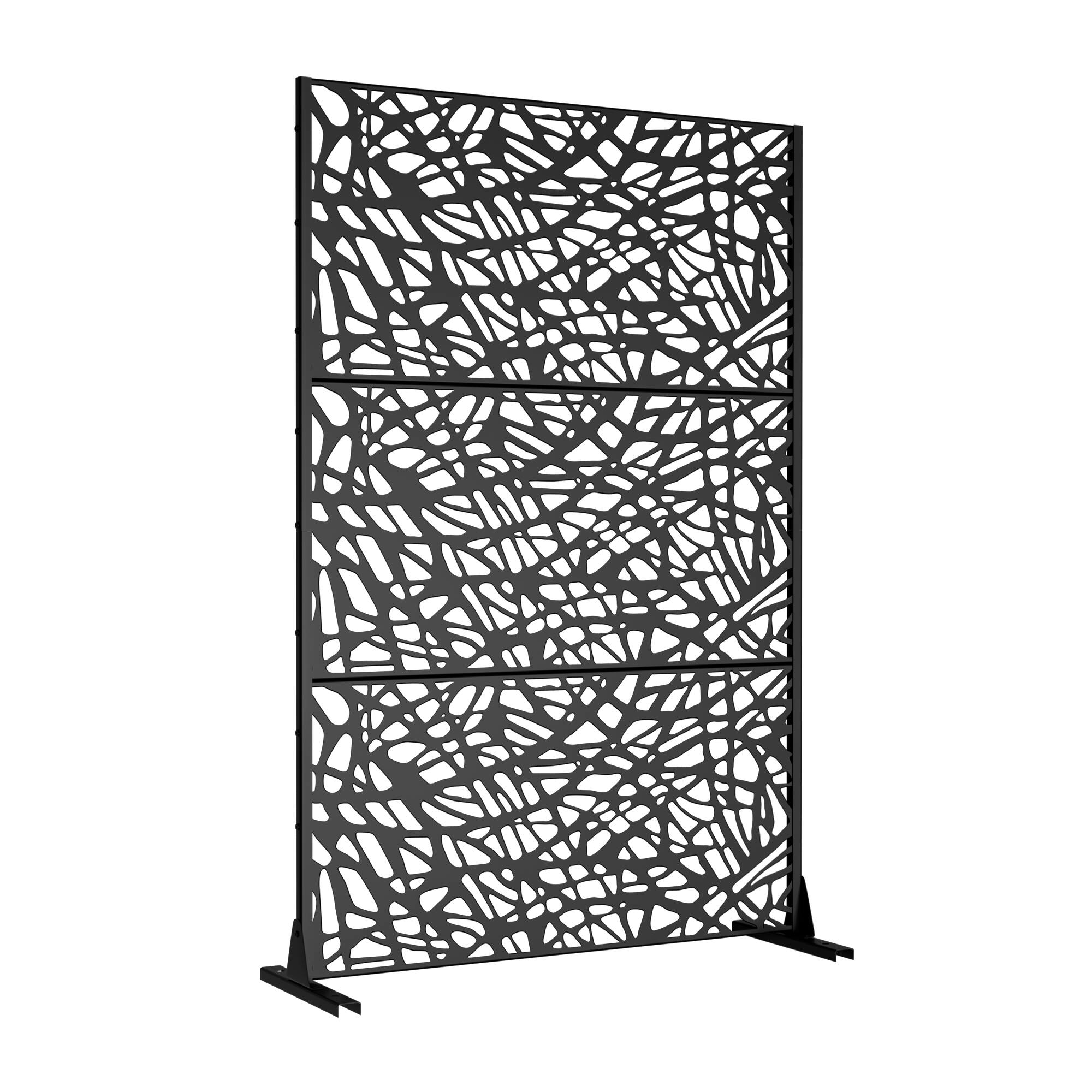 Angle. PexFix - 72 in. x 47 in. Net Pattern Metal Outdoor Privacy Screen & Panels, Freestanding Garden Divider Fence - Black.