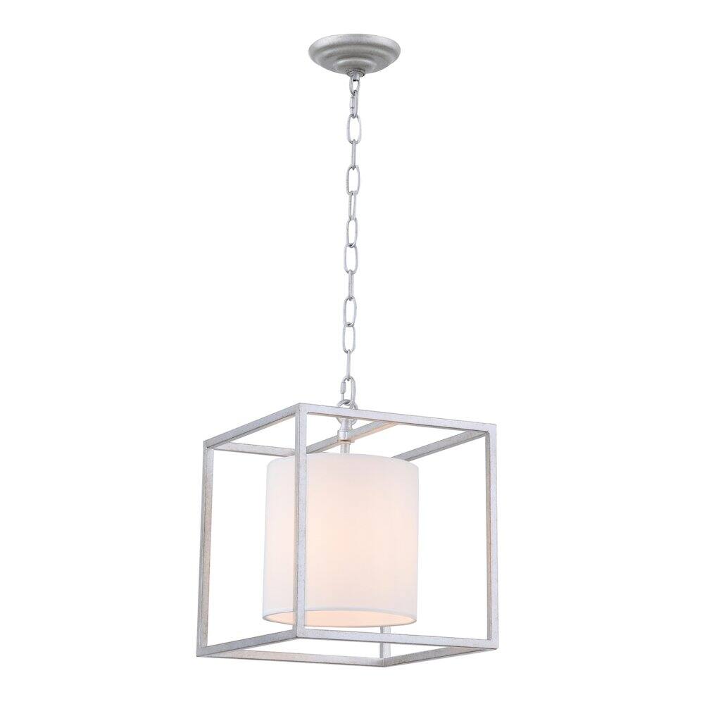 Alt View 3. Living District - Mirin 1 Light Vintage Silver And White Shade Pendant - Vintage Silver And White Shade.