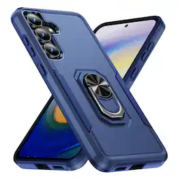 Dteck - for Samsung Galaxy S25 FE Heavy Duty Case with Foldable Metal Ring Stand,Fit Magnetic Car Holders,Shockproof Cover - Blue