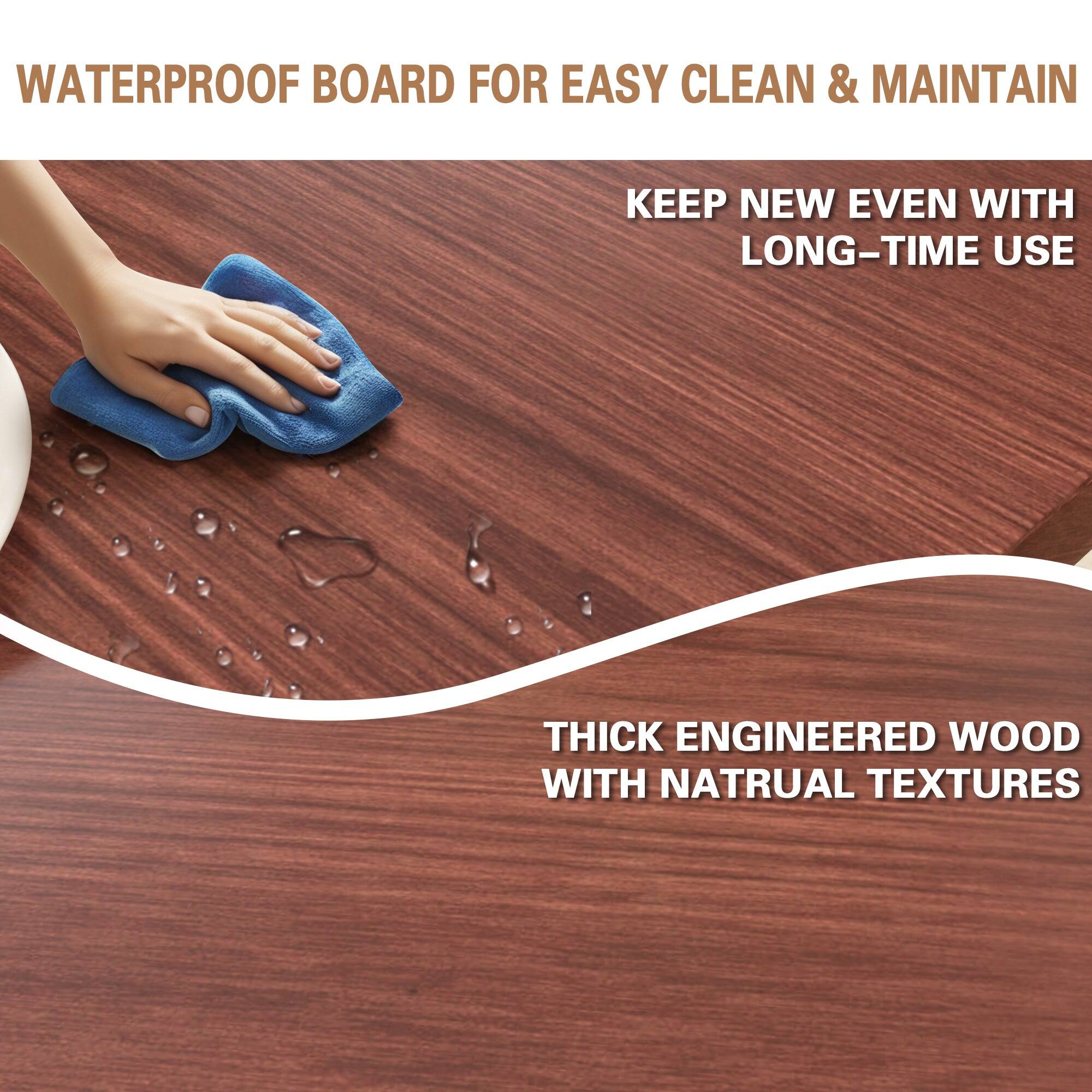 WATERPROOF BOARD FOR EASY CLEAN & MAINTAIN

KEEP NEW EVEN WITH LONG-TIME USE

THICK ENGINEERED WOOD WITH NATURAL TEXTURES