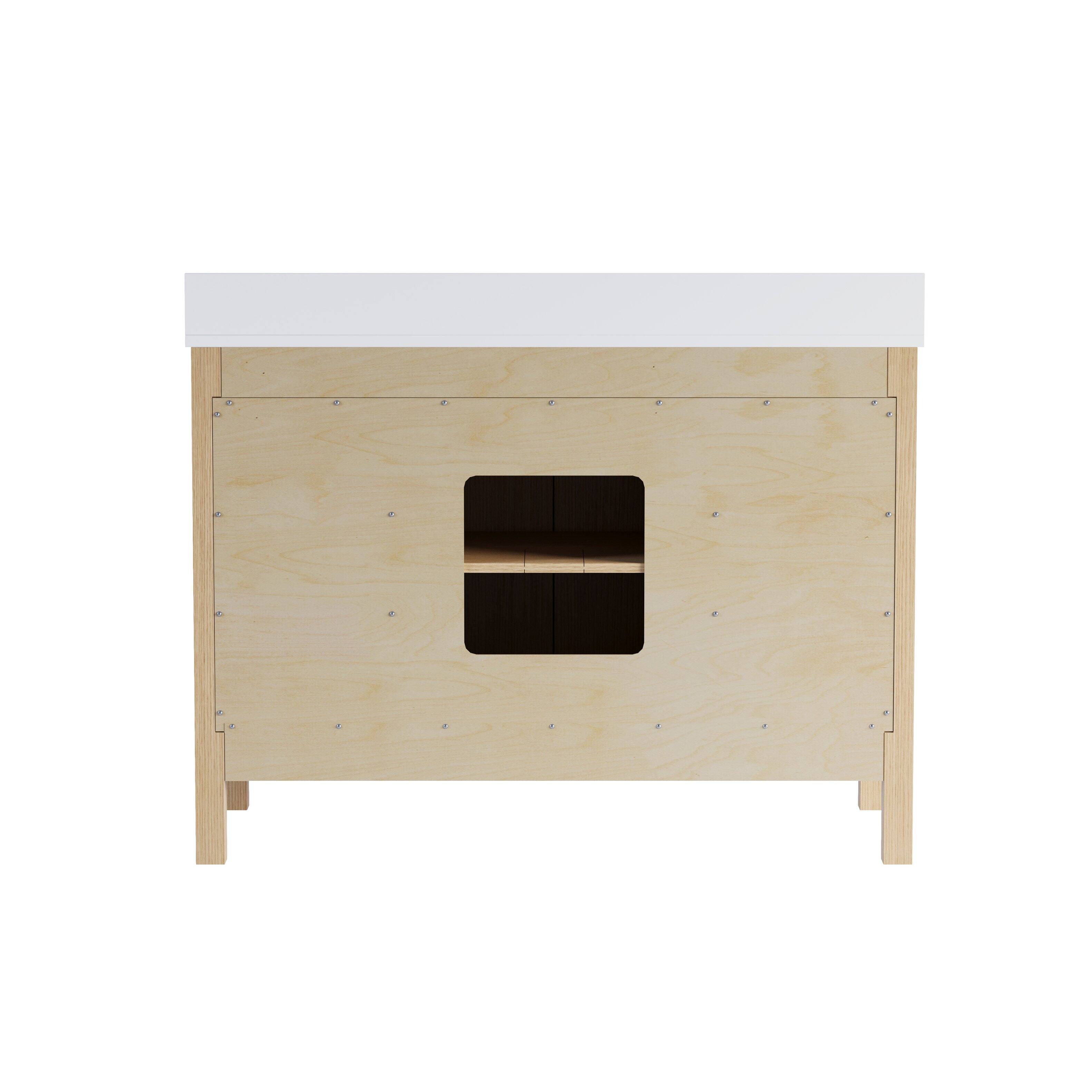 Alt View 9. WELLFOR - LORIN 48 in. Solid Wood Bath Vanity with Quartz Top, Single Sink, Soft Close, Assembled - OAK.