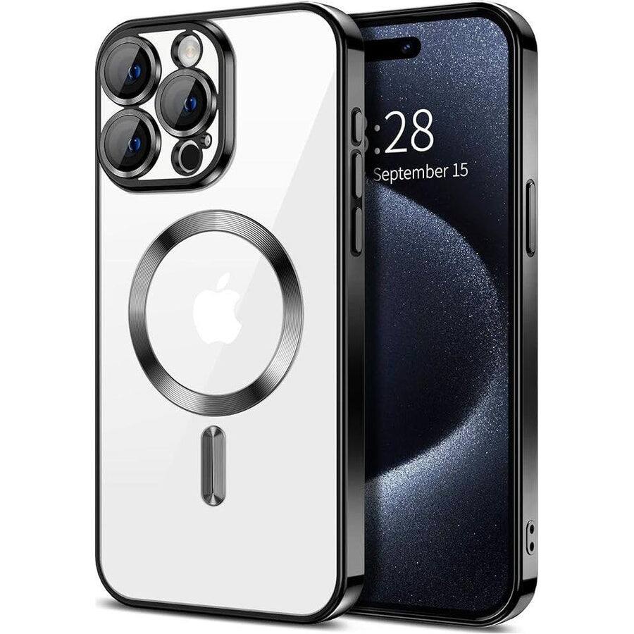 Front. Entronix - Entronix Magnetic Clear Case for iPhone 16 Pro Max - Luxury Glossy Protection - Black.