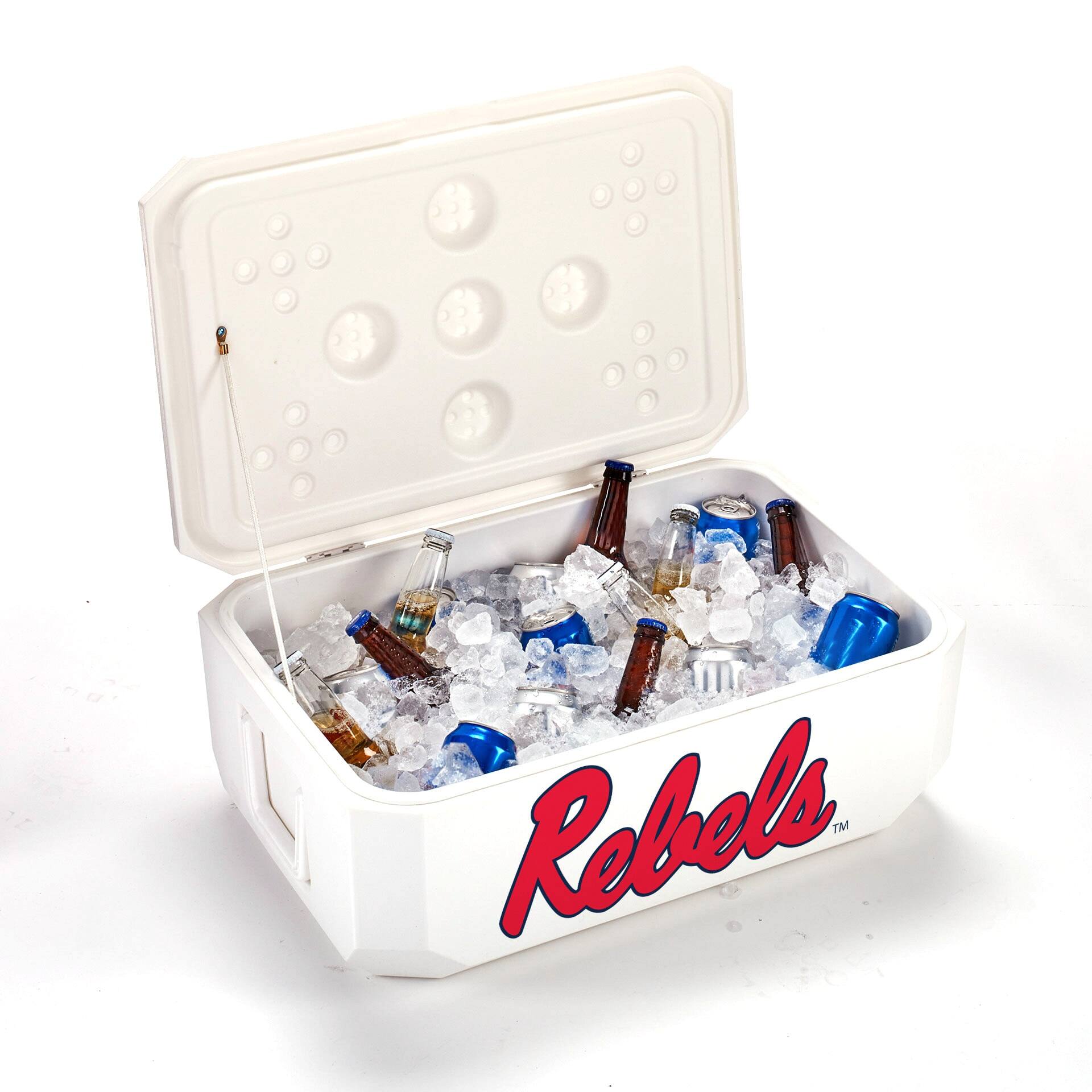 Alt View 1. Indigo Falls - White Ole Miss Rebels 40-Can Cornhole Cooler - White.