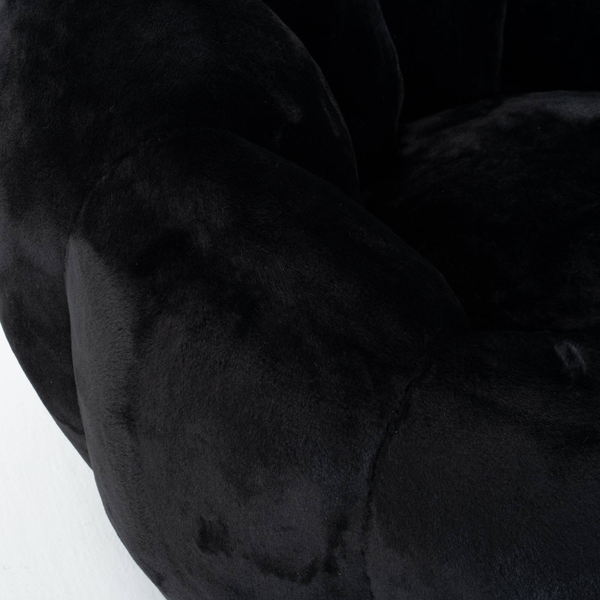 Alt View 8. GOODSILO - Floral-Shaped Faux Fur Bean Bag Sofa, Ultra-Soft Large Reading Chair for Living Room or Bedroom, Single-Seater - Black.