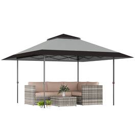 Outsunny - 13' x 13' Pop Up Canopy Tent, UPF50+ Instant Sun Shelter, Tents for Parties, Height Adjustable, with Wheeled Carry Bag - Gray