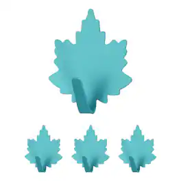 Unique Bargains - 4pcs Leaf Shaped Wall Hooks, Metal Adhesive Towel Hook, Heavy Duty Sticky for Bathroom Kitchen Office Keys Coats - Blue