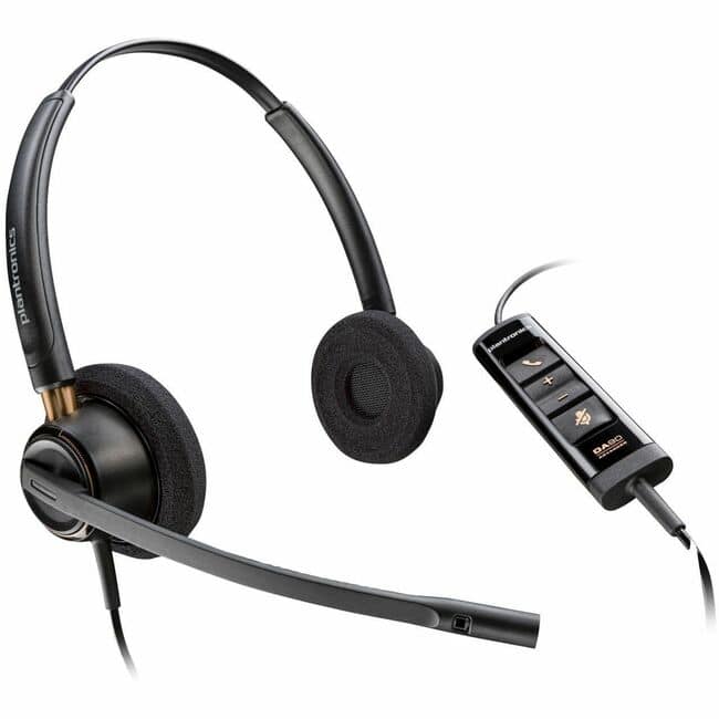 HP - Poly EncorePro 525 Microsoft Teams Certified Stereo with USB-A Headset - Microsoft Teams Certification - Stereo - USB Ty - Black
