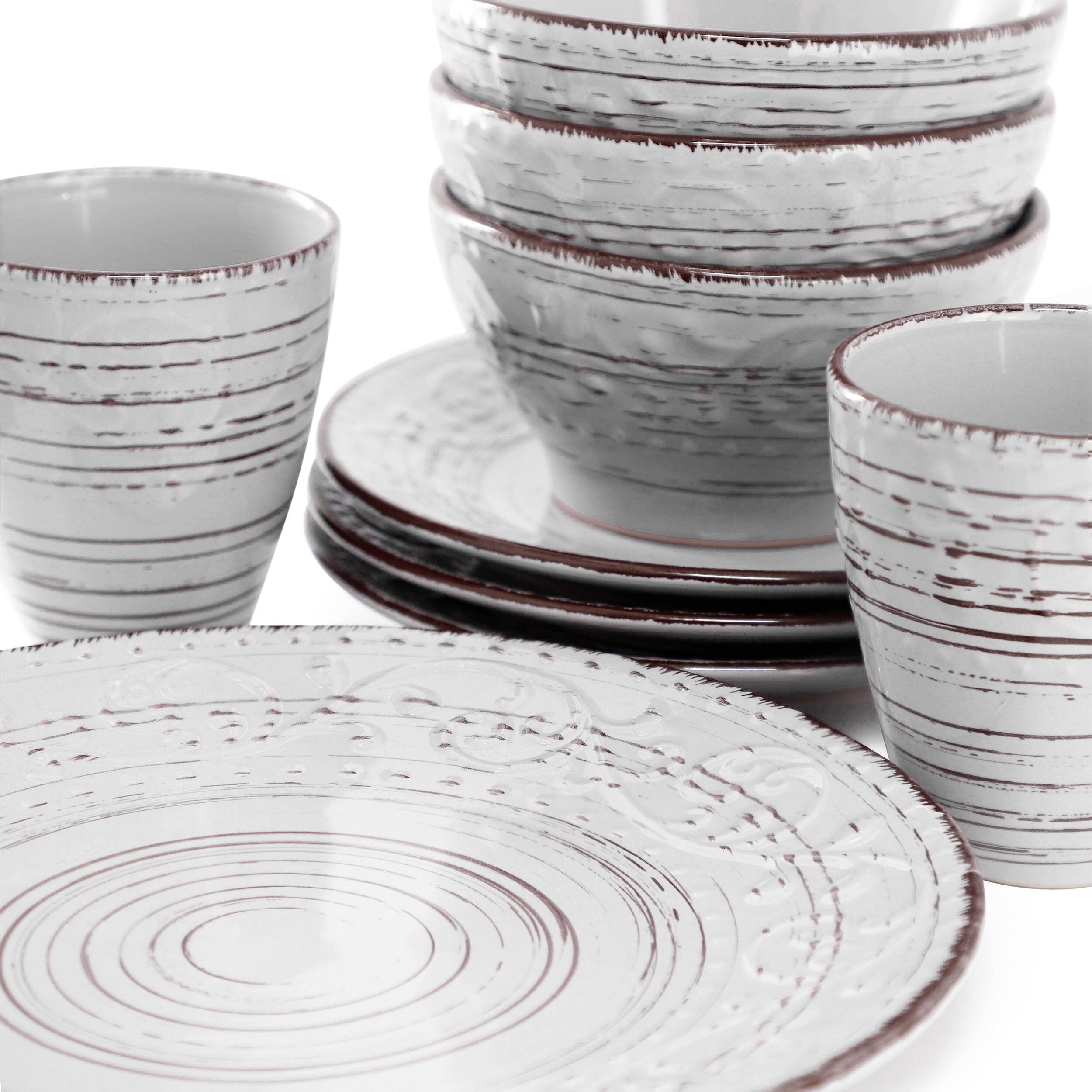 Alt View 5. Elama - Elama Malibu Calcite 16-Piece Dinnerware Set in Light Gray - Light Gray.