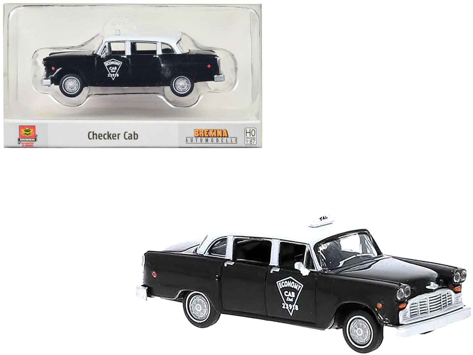 Checker Cab  
ECONOMY CAB  
22918  

BREKINA  
AUTOMODELLE  
HO 1:87  

DRUMMER  
BY BREKINA