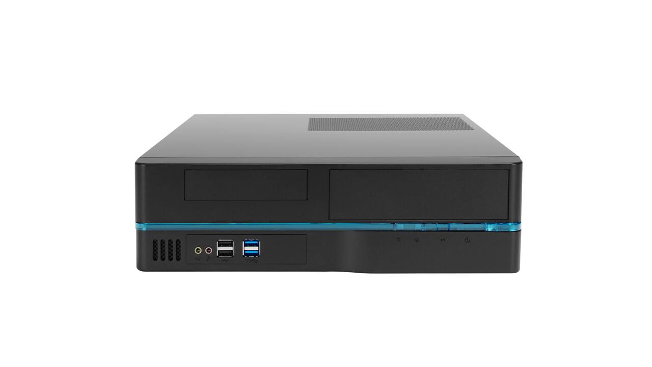 Angle. In Win - BL631 Slim Micro-ATX Mini-ITX Small Form Factor Desktopwith 450W TFX Power Supply Pre-Installed, 11.5L, USB 3.0 Ports - Black.