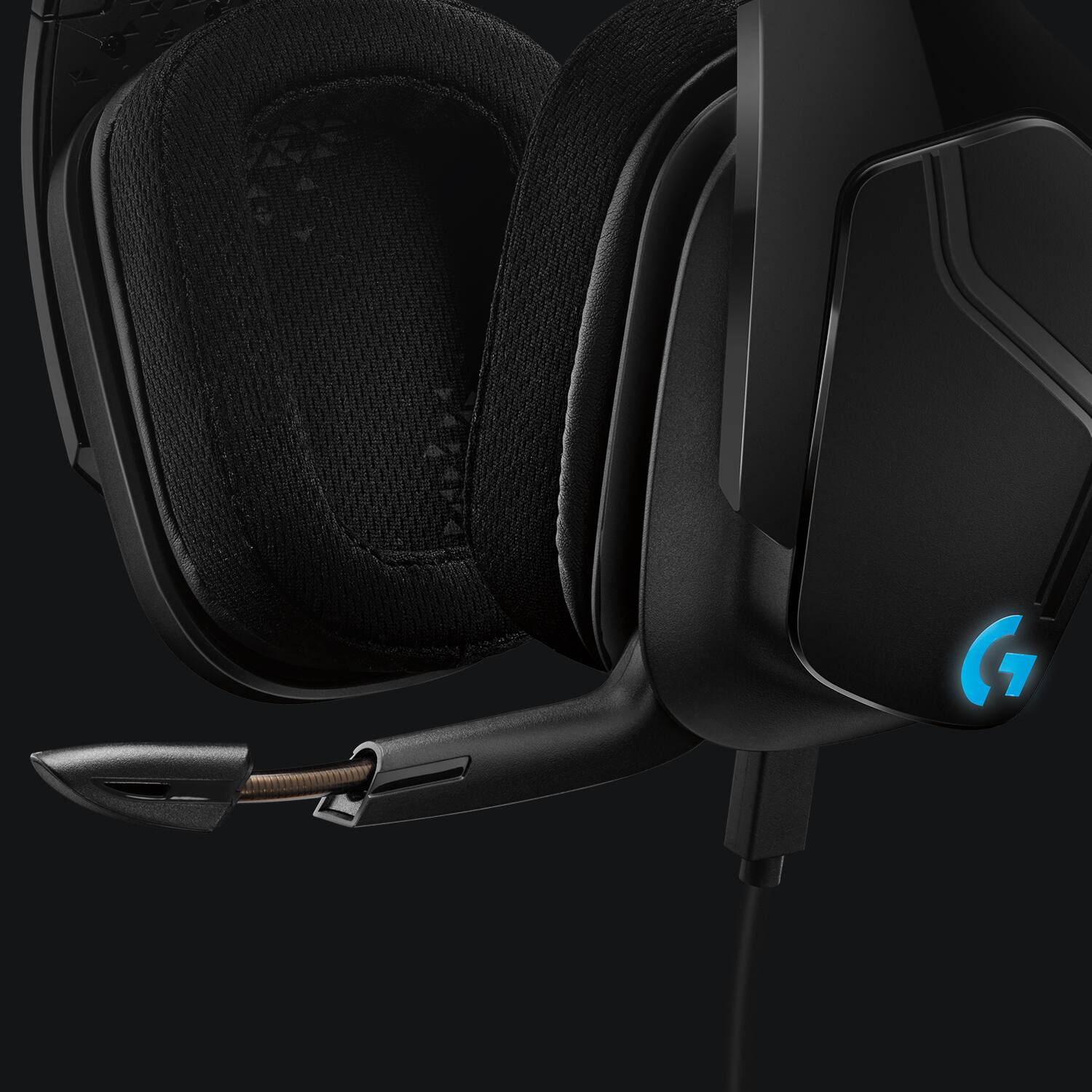 Angle. Logitech - G635 Wired Gaming Headset for PC - Black/Blue.