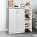 Alt View 12. Costway - Wooden Shoe Cabinet 2-Door Storage Entryway Shoes Organizer w/Adjustable Shelves - White.
