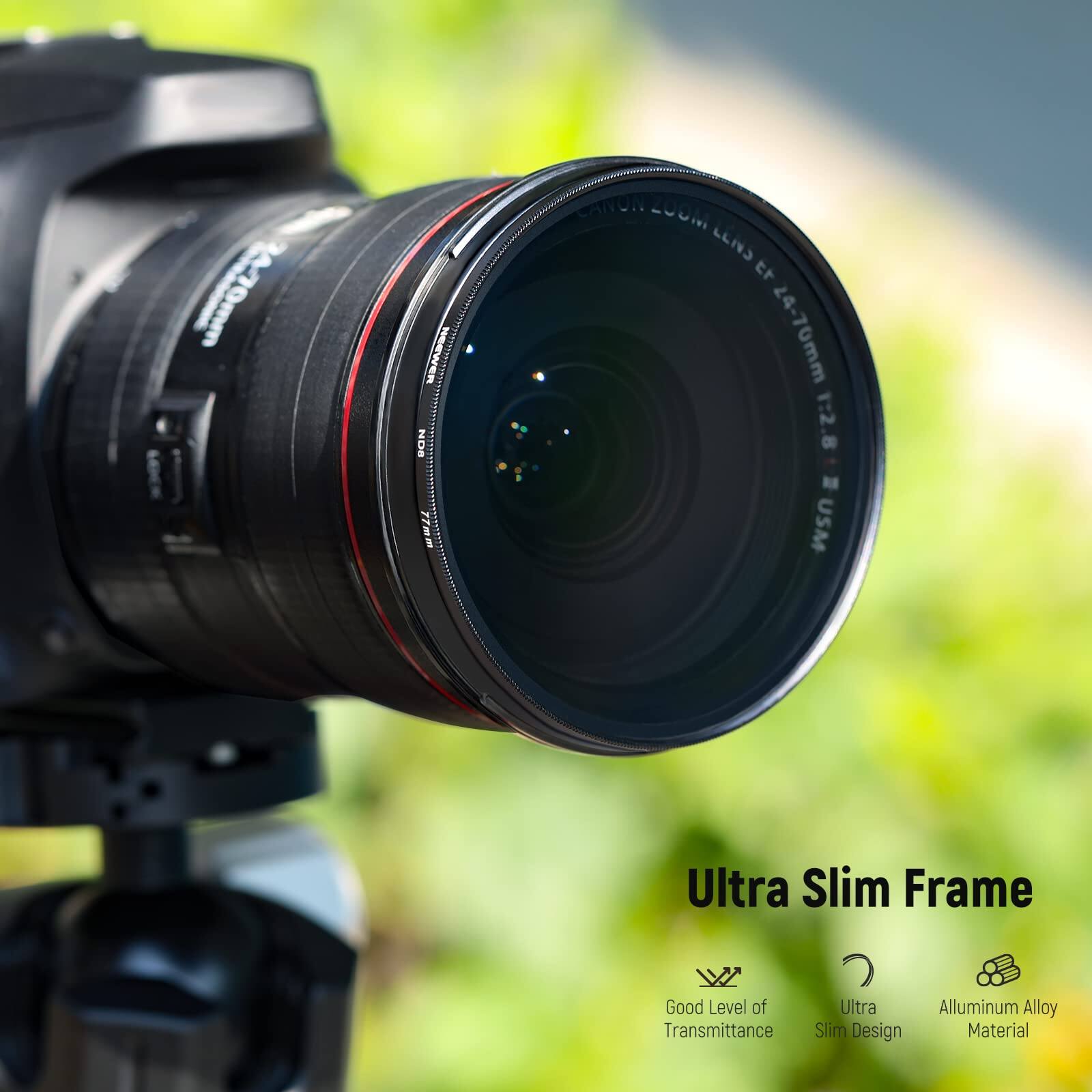 170mm NEWEER NDS 77mm 1.1 CANON L00M LLIVS 24-70mm 1:2.8 M USM Ultra Slim Frame Good Level of Transmittance Ultra Slim Design Aluminum Alloy Material