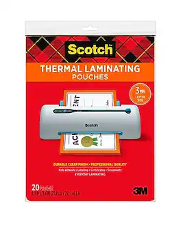 Scotch - Thermal Laminating Pouches, Letter Size, 3 Mil, 20/Pack - Clear