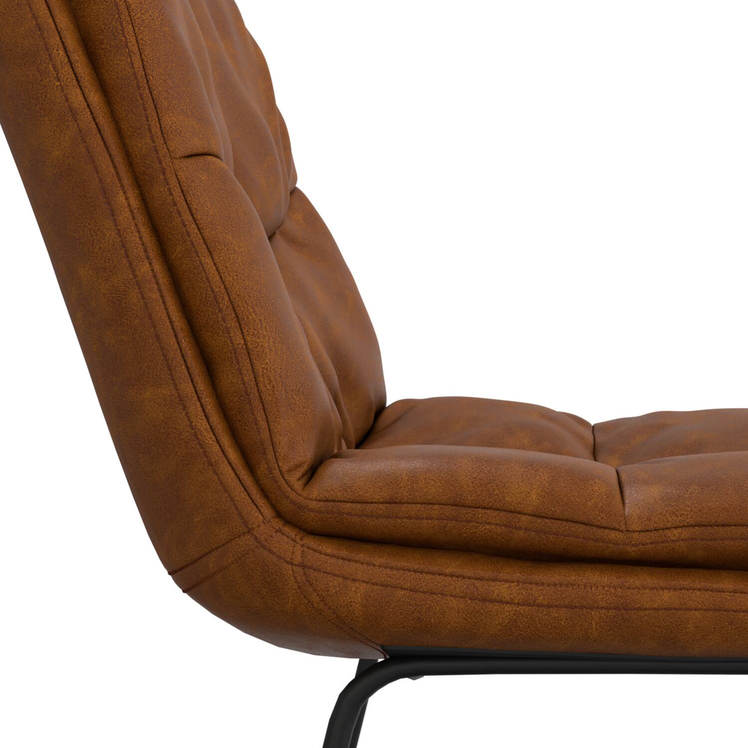 Alt View 4. Simpli Home - Danika Mid Century Modern Counter Height stool (Set of 2) in Camel Brown Vegan Faux Leather - Camel Brown.