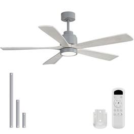 Sofucor - 52 Inch Ceiling Fan with Memory Light and Remote & Reversible DC/5 Wood Blades/6 Adjustable Wind Speed for Bedroom - Gray