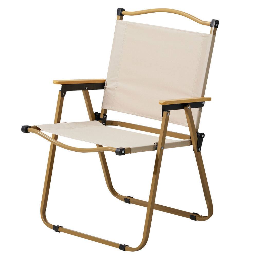 Angle. Resenkos - Resenkos Folding Camping Chairs 2-Pack - Lightweight Portable Chairs For Outdoor Events, Beach Relaxation, Khaki - Khaki.