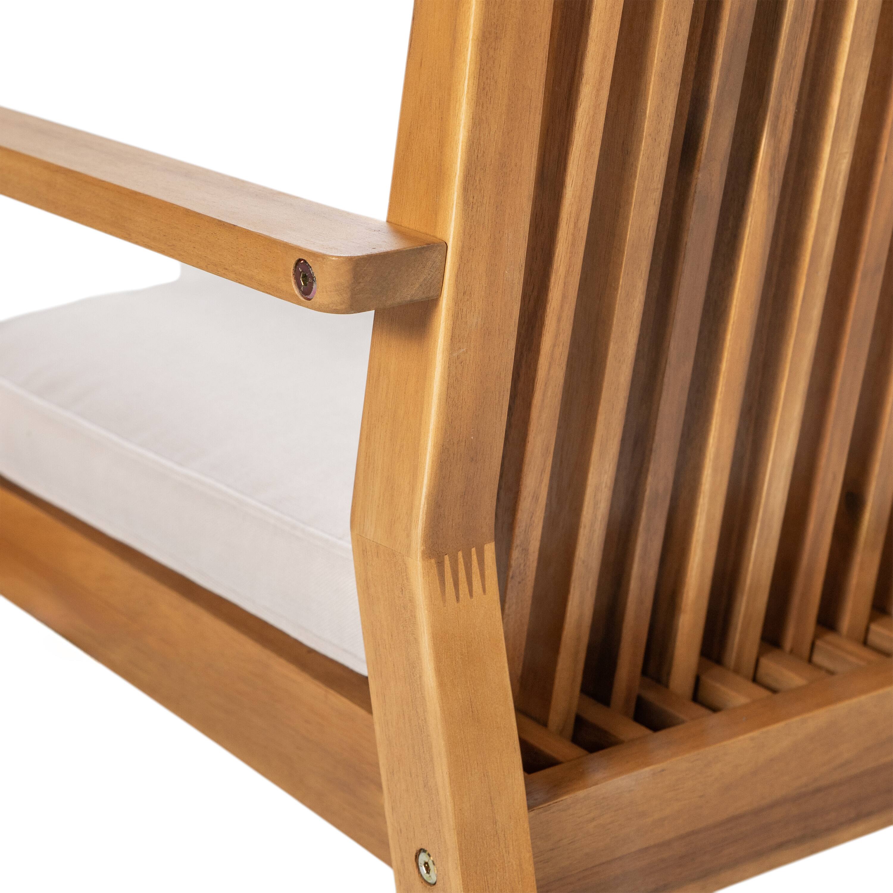 Alt View 7. Mondawe - 7 - Piece Patio Furniture Set Acacia Wood Table and 6 Heavy-Duty Cushioned Chairs - Beige+Natural.