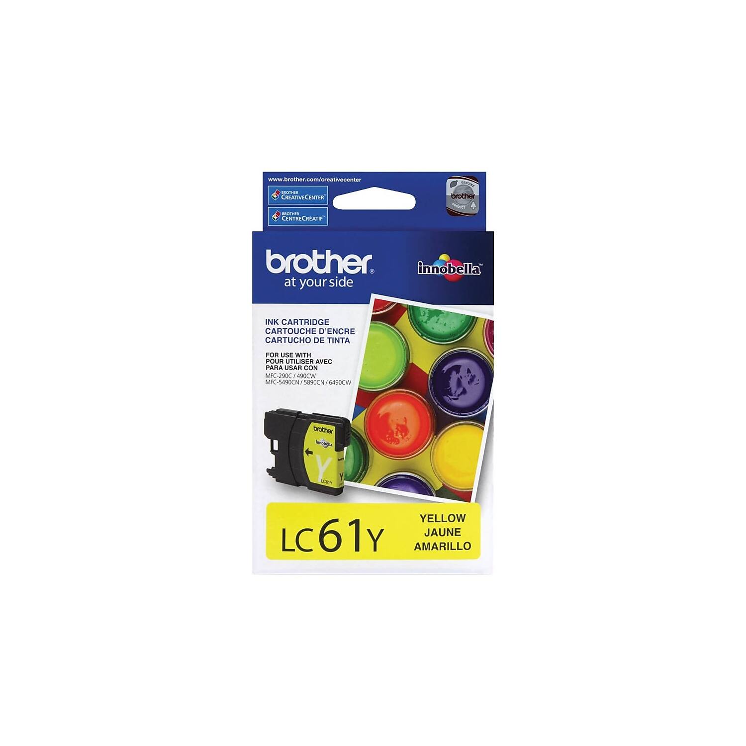 www.brother.com/creativecenter

brother
innobella
at your side

INK CARTRIDGE
CARTOUCHE D'ENCRE
CARTUCHO DE TINTA

FOR USE WITH
AVEC
PARA USAR CON

MFC-930CW / 9320CW / 9330CW / 940CW
MFC-930CN / 9320CN / 9330CN / 940CN

LC61Y

YELLOW
JAUNE
AMARILLO

LC61Y