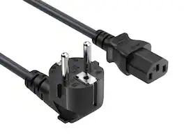 Cable Leader - European Schuko CEE 7/7 to IEC C13 Right-Angle Power Cord, 18 AWG H05VV-F 3G, 10A/250V - Black