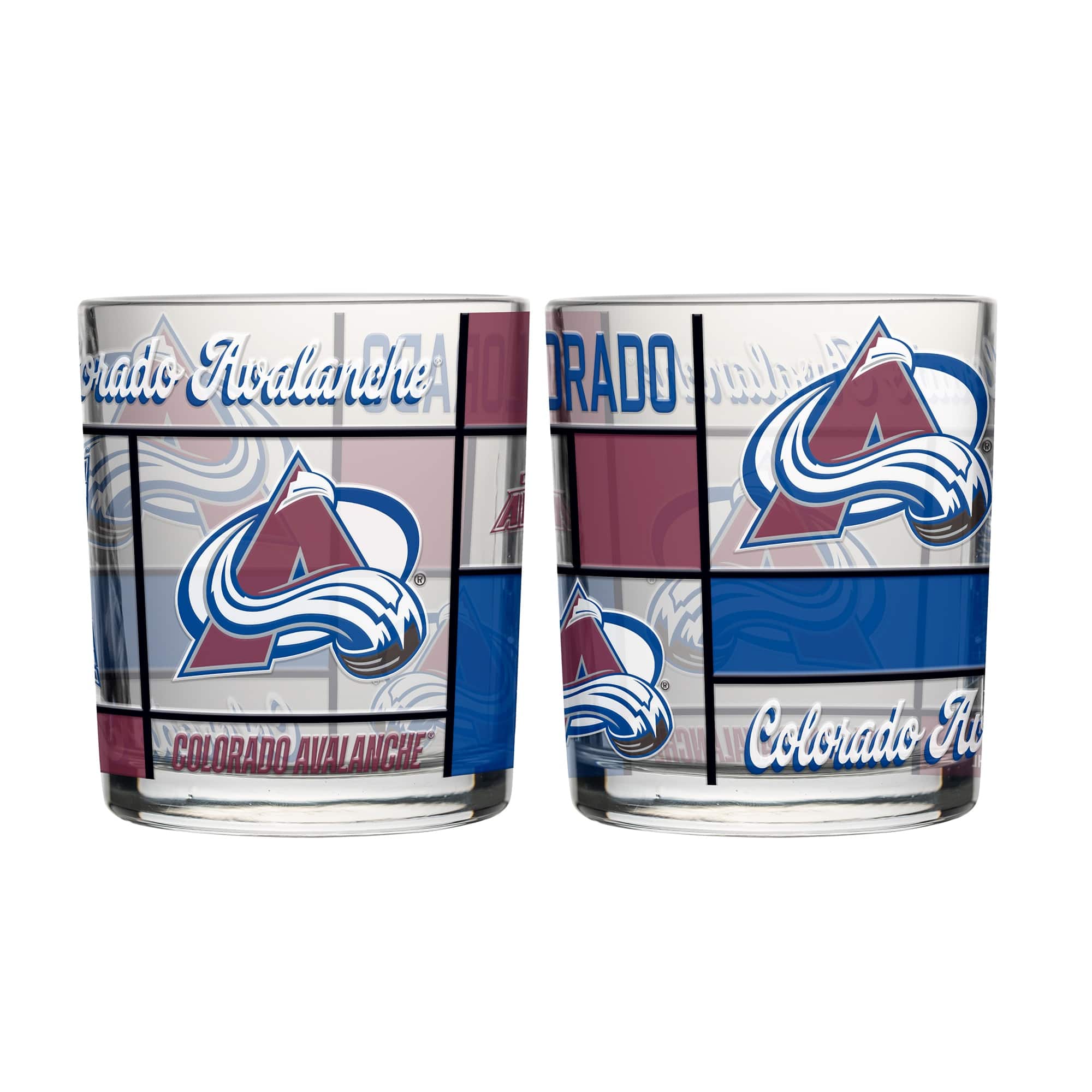 Logo Brands - Colorado Avalanche 12oz. Quilted Stained Two-Pack Rocks Glass Set - Multicolor