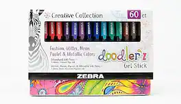 Zebra - doodler'z Gel Pen, Medium Point, 1.0mm, Ink, 60 Pack - Assorted