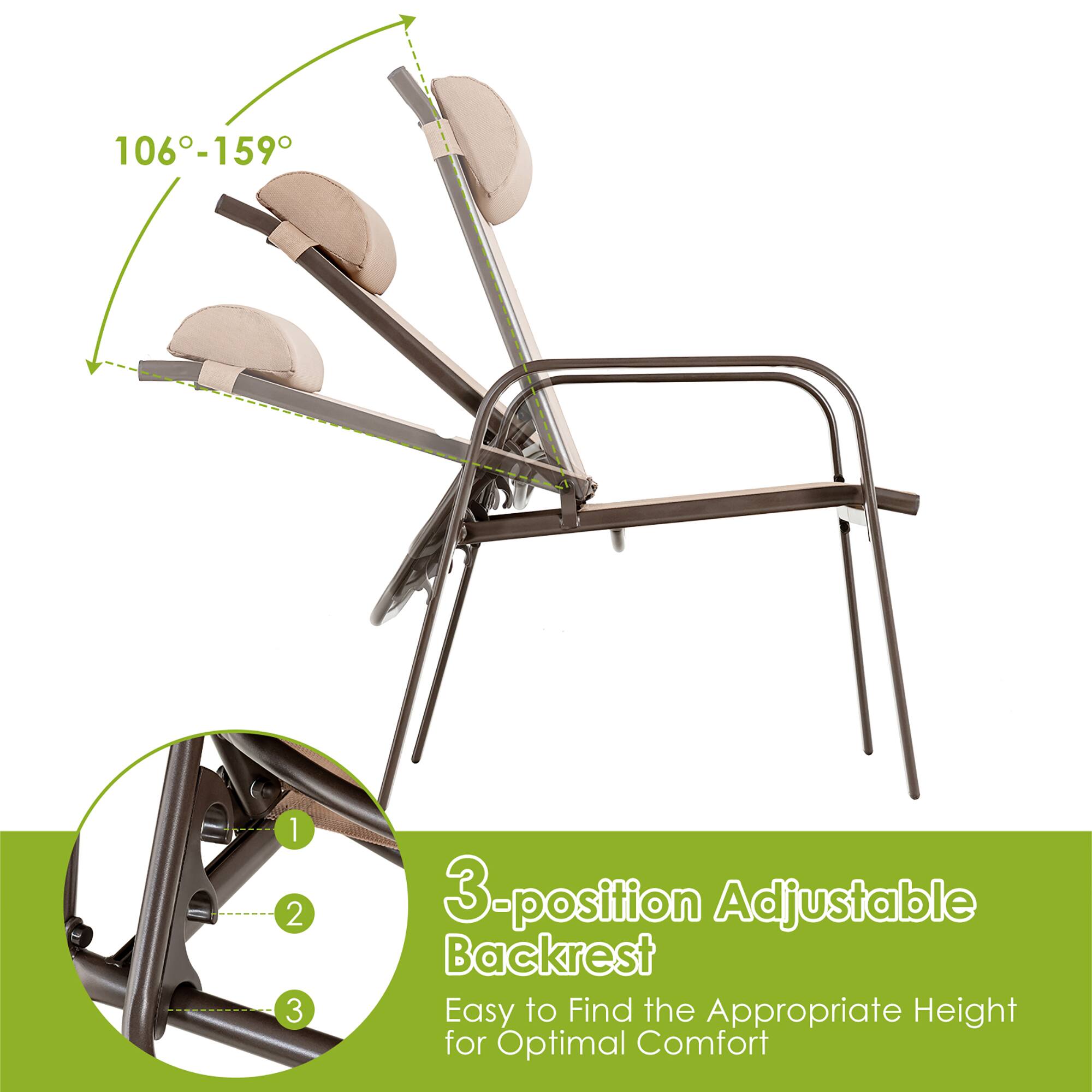 106-159, 3-position Adjustable Backrest, Easy to Find the Appropriate Height for Optimal Comfort