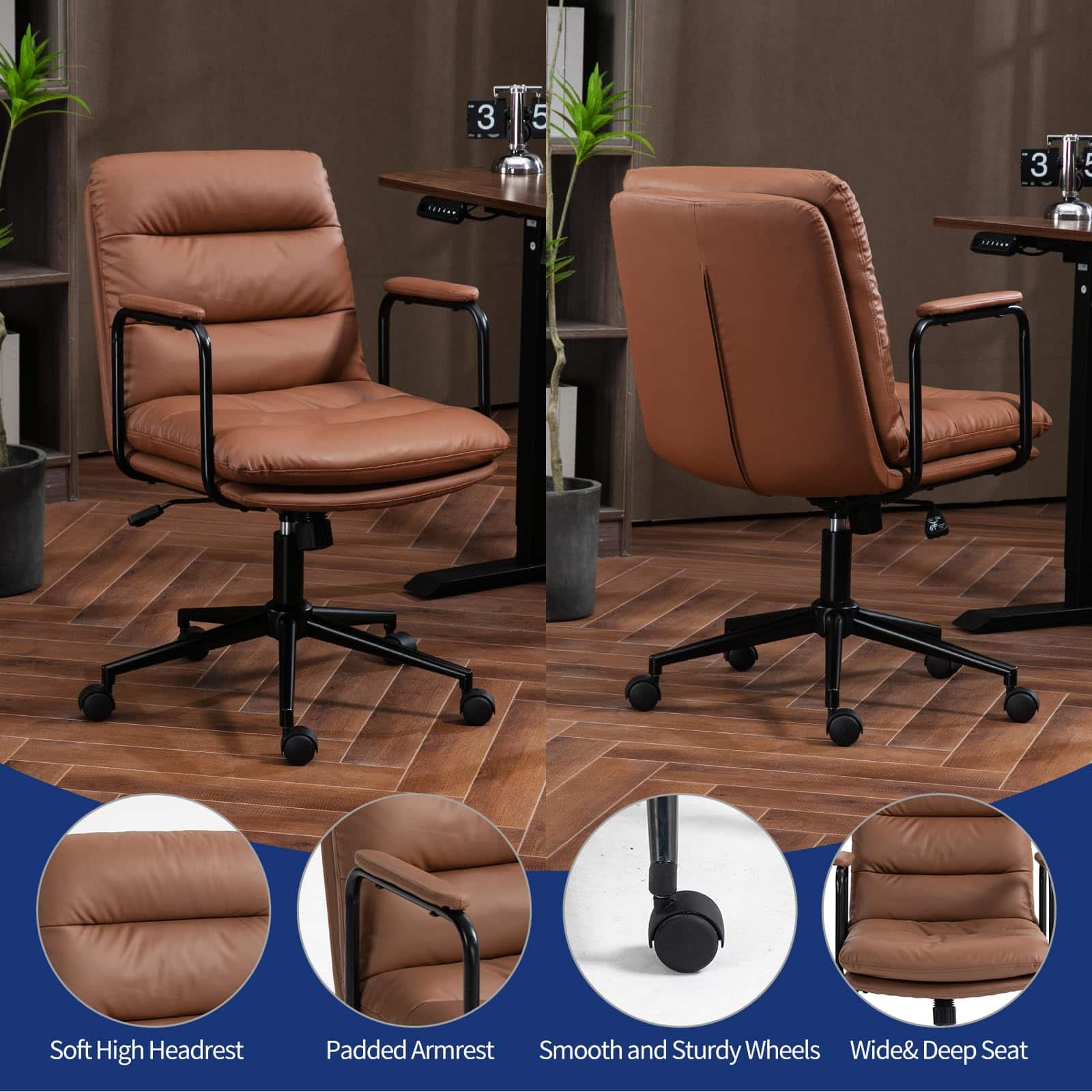 Ecooso Ergonomic PU Leather Computer Rolling Swivel Chair with