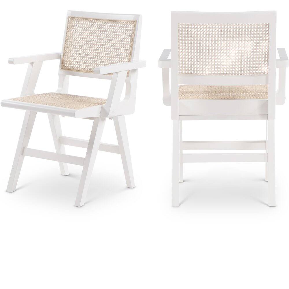 Front. Meridian Furniture - Preston White Wood Dining Arm Chair, Set of 2 - White.
