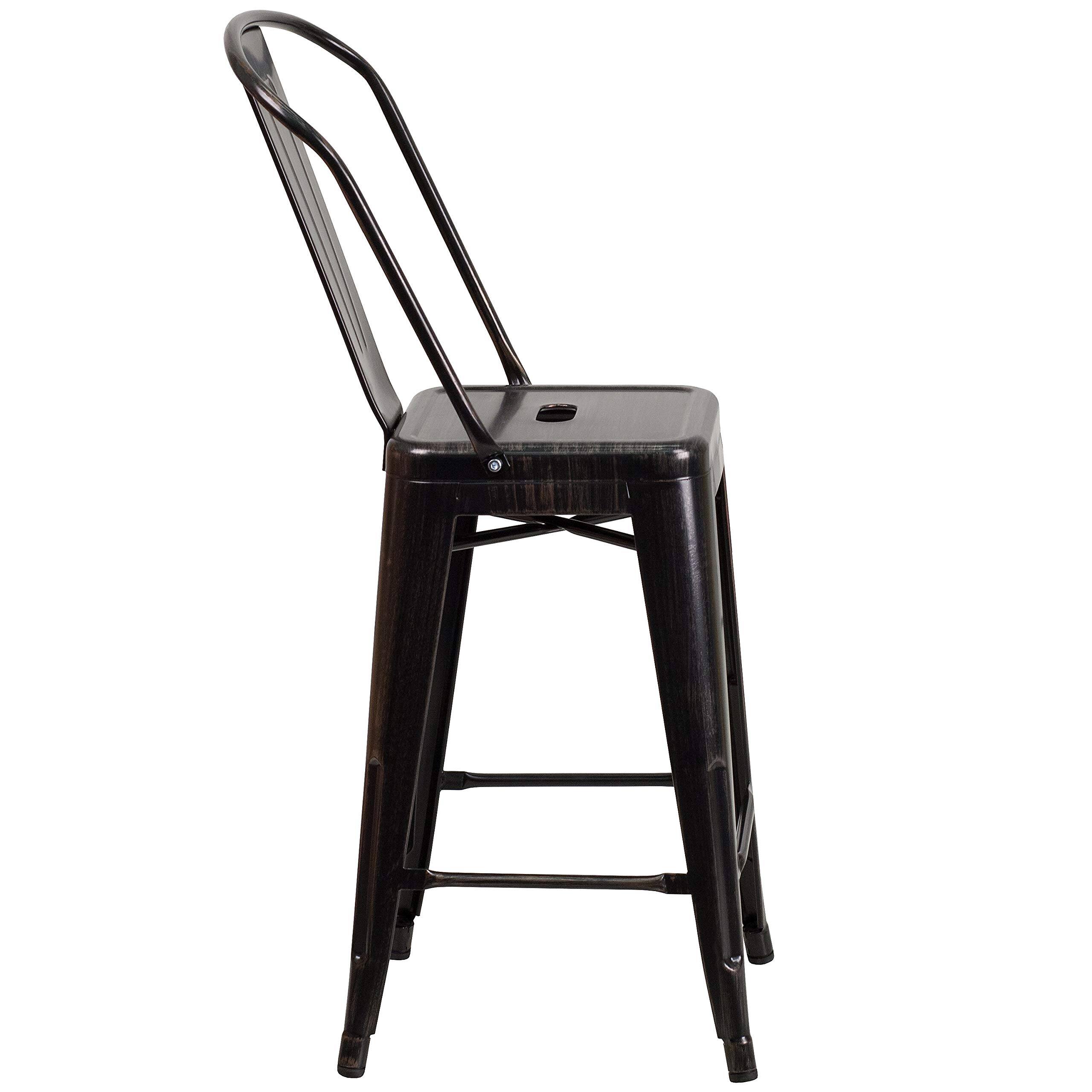 Alt View 1. JETRANSPORT - Commercial Grade 24" High Black-antique Metal Indoor-outdoor Counter Height Stool With Removable From - Mint Green Set of 1.
