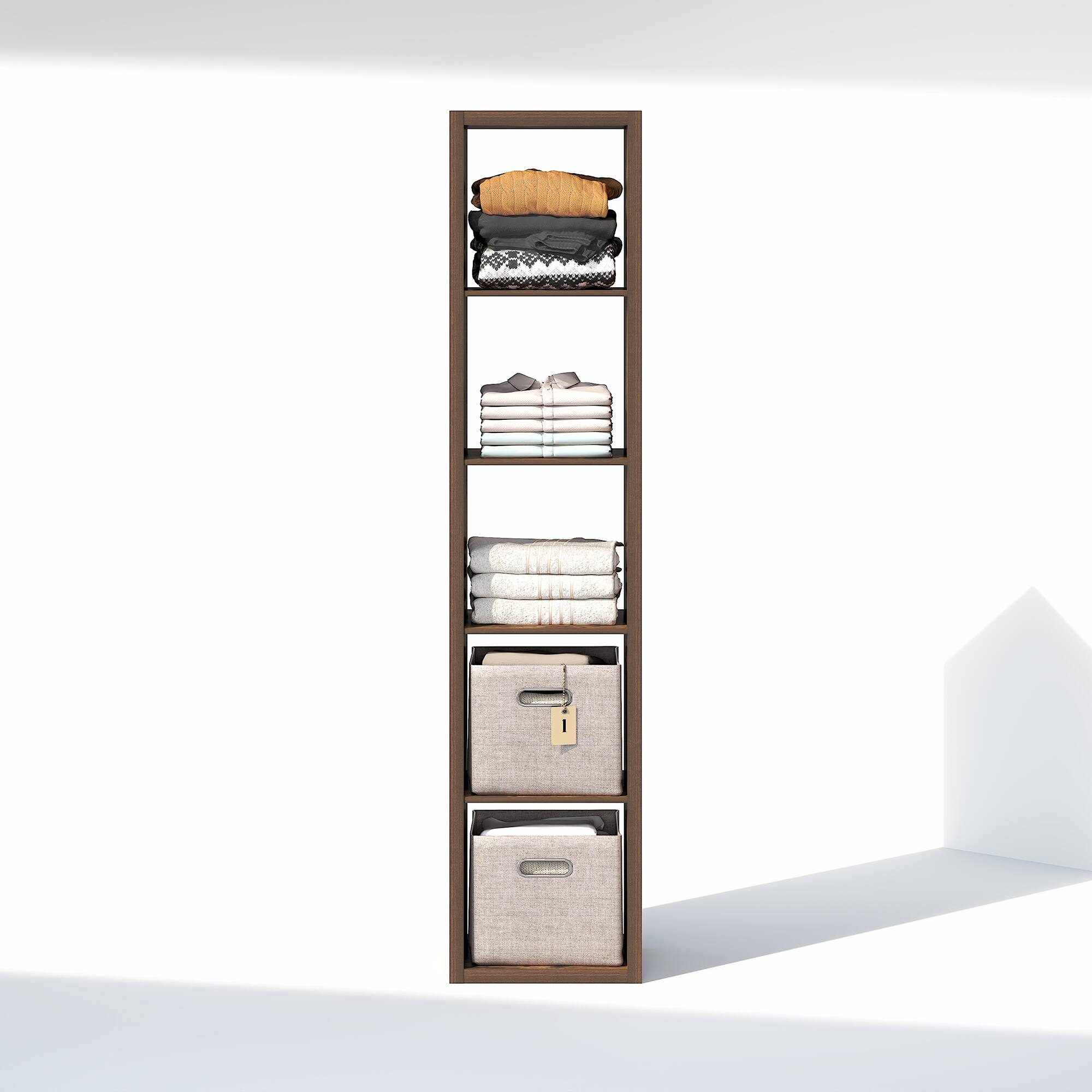 Alt View 3. Furinno - CUBIC Closet Organizers, 5-Cube Closet Organizer, Open Shelf, Extra Thick Frame, for Wardrobe, Bedroom, Living Room - Amber Pine.