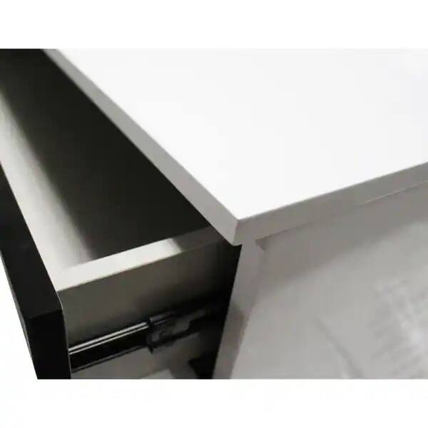 Back. Tiramisubest - White and Black Lacquer 2-Drawer Bedside Table - White|Black.