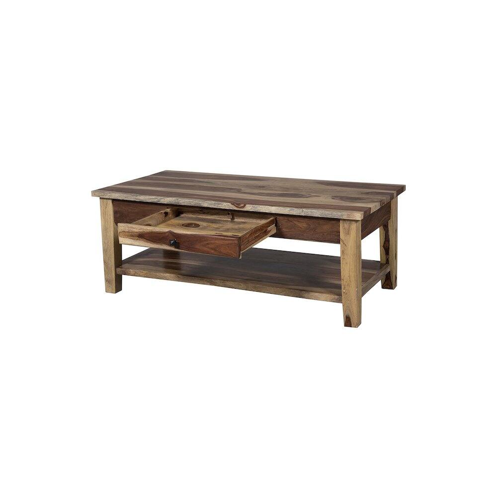 Angle. Porter Designs - Taos Solid Sheesham Wood Coffee Table - Natural.